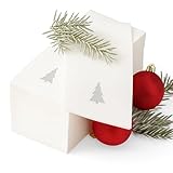 By Madee (NEW) Holiday Silver Metallic Foil Stamped Napkins Linen-feel Disposable Cloth-like Paper Napkins Decorative Soft Absorbent Dinner Napkins For Parties, Disposable Hand Towels 50 Party Napkins