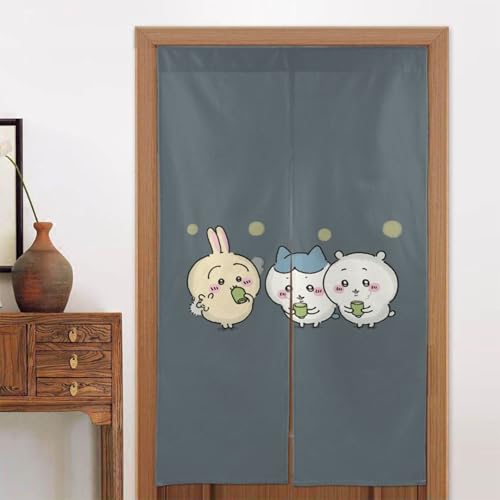 暖簾 ドアカーテン ちいかわ 目隠し 遮光 間仕切り かわいい おしゃれ 洗濯可 玄関 階段 廊下 リビング 脱衣所 お風呂 戸口 プライバシー保護 ドア 飲食店 トイレ 出入り口(143*86cm)