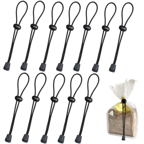 XHTXHT 12 Stück Verschlussclips für Beutel & Tütenverschlüsse, Verstellbare Clips für Angelruten, Lebensmittelbeutel, Brottüten Robust, Wiederverwendbar, Ersatz für Gummibänder/Tütenclips