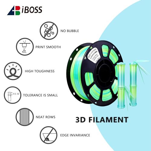 Image of iBOSS Silk PLA+ Gradient 3D Printing Filament, 1KG Spool 1.75mm Silk Shiny Blue Green Gradient Printer Filament 2.2lb Brighter New Version, Neatly Wound 3D Printing Filament Compatible