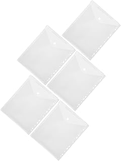 VILLCASE 5Pcs 11 Furos De Folhas Soltas Escritório Com Zíper Pastas De Arquivamento De Documentos Envelope De Arquivo Para Fichário Pasta De Arquivo Poli Envelopes 12 Bolso Fichário Zip