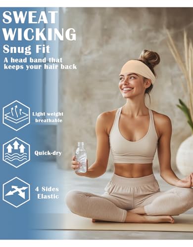 Image of Headbands for Men & Women, Sweat Headband Non-Slip Sweatband Sports Running Cycling Yoga Basketball Workout Football Training