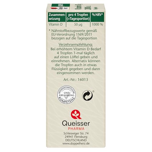 Doppelherz pure Vitamin D3 Tropfen – Vitamin D trägt zur normalen Funktion des Immunsystems bei – 9,2 ml