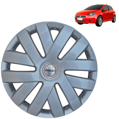 Image of PRIGAN Wheel Cover for Punto 15 Inch Silver Wheel Cap (Available in 15 Inch) (Set of 4 Pcs) (Press Fitting) Model- Polo Silver-15