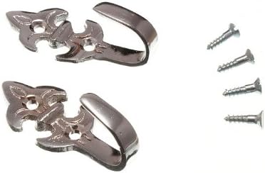 20 Pairs Curtain Tie Back Hold Back Hooks Fleur De LYS Chrome with Screws