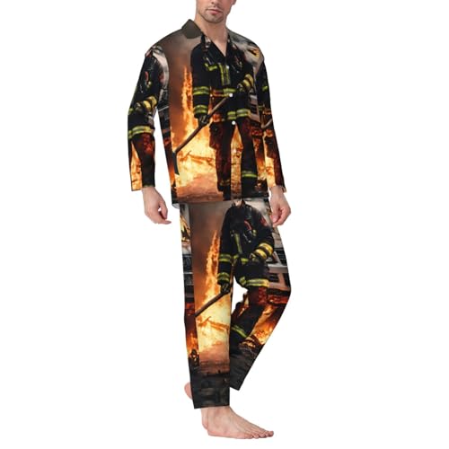 Pyjama long homme pompier en coton doux pour la relaxation - 3