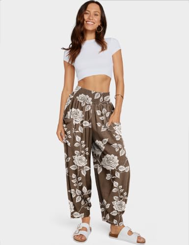 Image of TARSE Women's Linen Wide Leg Pants Baggy High Waist Palazzo Pants