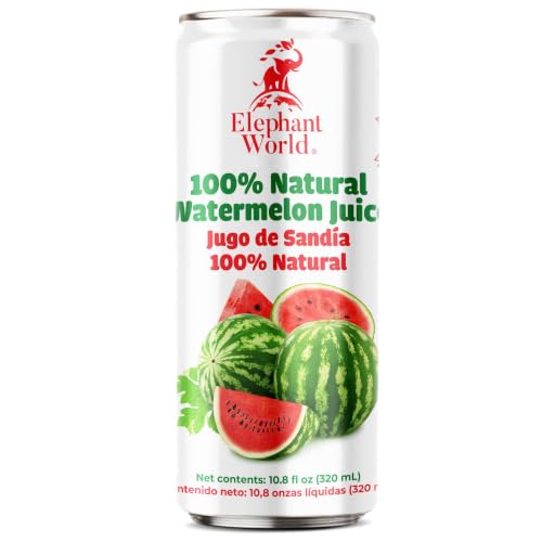 Image of Elephant World 100% Natural Soursop Juice | 100% Real Guanabana Soursop Graviola | NO Sugar added | NOT From Concentrate | NON GMO (10.8 oz (Pack of 6), Watermelon)