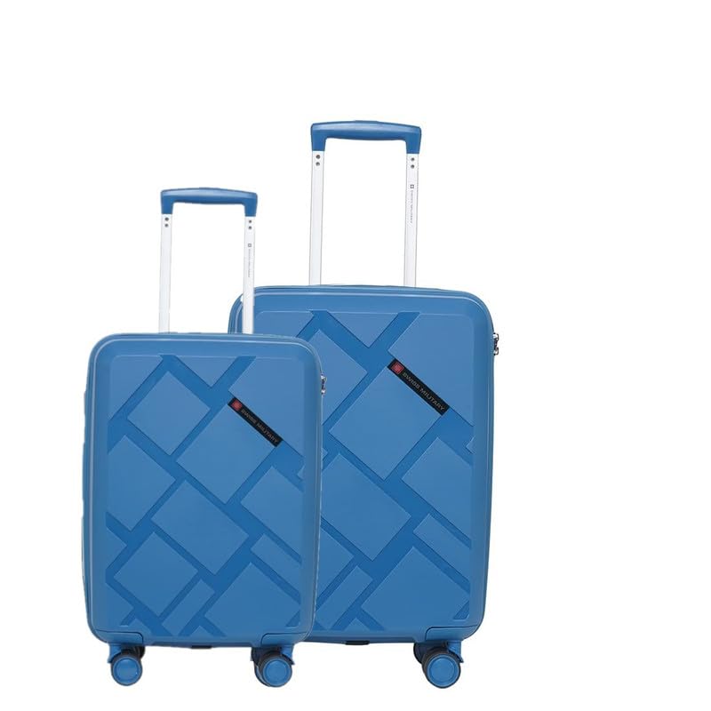 Image of SWISS MILITARY Star Hard Luggage Trolley Bag - 20 & 24Inch, Textured Durable Design, 360 Rotatable 8 Spinner Wheels, TSA Lock, Spacious & Lightweight Cabin Overnighter Bag, Stylish Navy Finish