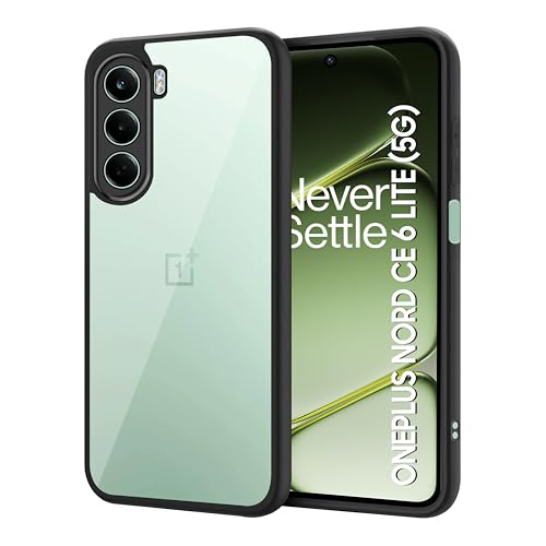 Image of CEDO Backcover for OnePlus Nord CE 6 Lite (5G) | Camera Protection Bump Shockproof Edge | Ultra Hybrid Transparent Acrylic Clear TPU+PC Hard Backcase Cover (Black)