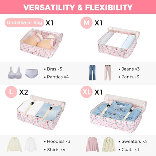 Image of BAGAIL 8 Set Packing Cubes Luggage Packing Organizers for Travel Accessories-Pink Flamingo
