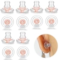 Ruzister 12 stuks hypoallergene siliconen vervanging voor oorbellen/hangende oren, siliconen oorbellen vervanging voor oorbellen/hangende oren, hypoallergene oorbellen Wit Goud