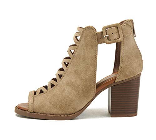 Image of Soda Aran ~ Women Open Toe Crisscross Straps Back Zipper High Heel Fashion Sandal with Adjustable Ankle Strap