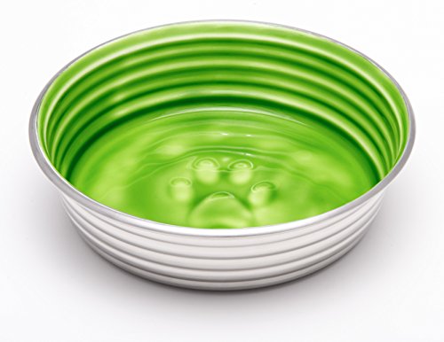 Loving Pets - Le BOL Dog Food Water Bowl Enamel Ceramic Bowl No Tip Stainless Steel Pet Bowl No Skid Spill Proof (Extra Small, Chartreuse)