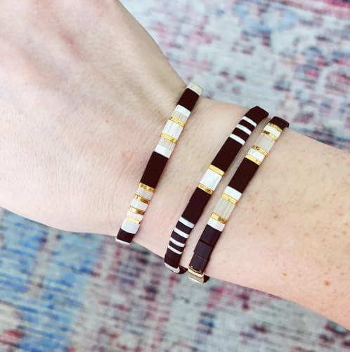 Image of KELITCH Colorful Tila Beaded Bracelets Women Strand Friendship Bracelet Handmade New Link Cuff Bracelets