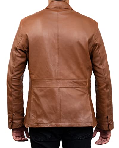 Image of Jild Lambskin Leather Jacket Men Casual Coat - Notched Collar Classic Bond's Style Ultimate Leather Blazer for Men