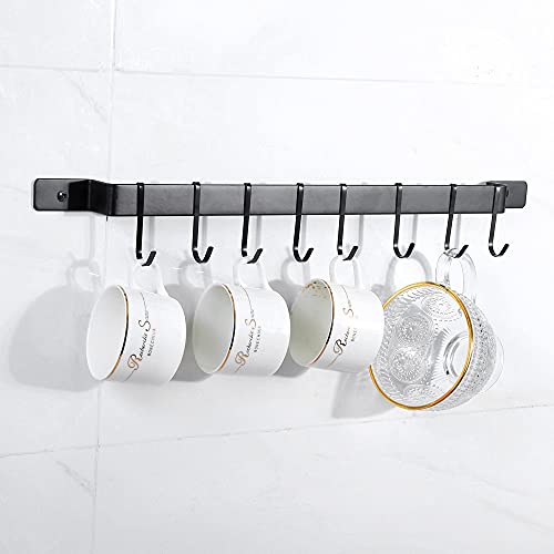 Smarthom Kitchen Rail Utensil Rack With 5 Hooks, Black Hanging Utensils Holder For Pots And Pans, Kitchen Utensils Hanger 13.7 * 2.5 Inch #TOP5