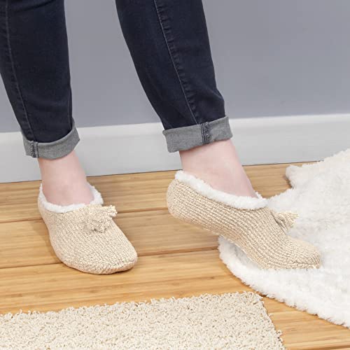 Image of BambooMN Adult Women Super Soft Warm Cozy Fancy Yarn Slippers Non-Slip Lined Socks, Indoor Comfy House Slippers, 3 Pairs