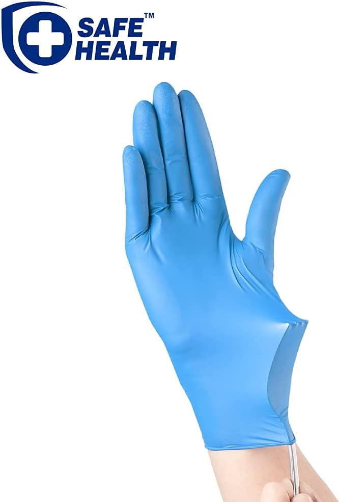 SAFE HEALTH Blue Nitrile Exam Gloves-Small | 3.5 Mil Box of 100 | Powder-Free Latex-Free | Finger Textured-Disposable-Medical Grade | Food-Tattoo-Nursing-Cleaning : Tools & Home Improvement
