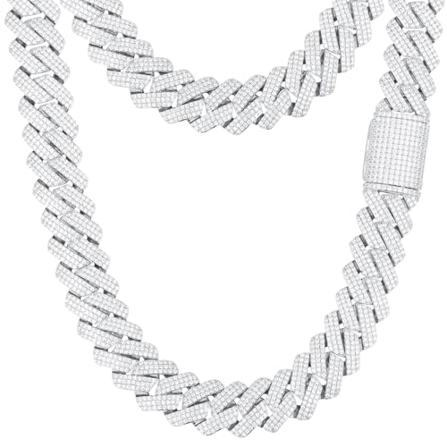 Image of Ucciyo 20MM Cuban Link Chain for Men Iced Out Miami Cuban Necklace 18k Gold Plated 5A+ Zicron 10MM /12MM /14MM /20MM Iced Out Chain Gold /Silver Bling Luxury Hip Hop Jewelry For Women Men