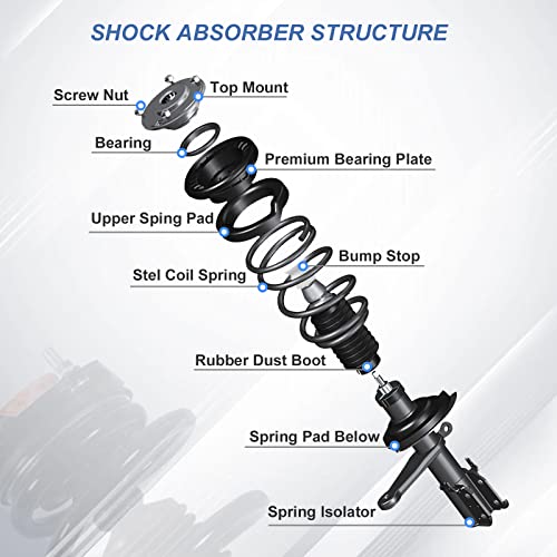 Peforway Front And Rear Complete Strut Spring Assemblies Shock Absorbers Compatible For 2005-2010 Chrysler 300 Dodge Charger Magnum (Set Of 4) #TOP1