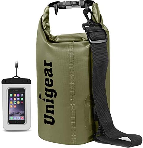 Unigear Dry Bag 2L 5L 10L 20L 30L 40L 55L, wasserdichte Tasche Rucksack SUP | Wasserdichter Beutel, Seesack Packsack mit Handytasche, Waterproof bag für Boot Kajak Angeln Rafting S
