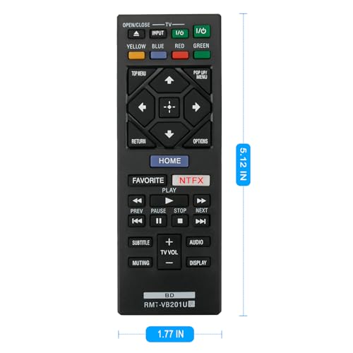 Image of New RMT-VB201U RMTVB201U Replacement Remote Control fit for Sony Bluray Blu-Ray Blu Ray BD Disc DVD Player BDP-S6700 UBP-X700 BDP-BX370 BDP-S1700 BDP-S3700 BDPBX370 BDPS1700 BDPS3700 BDPS6700 UBPX700