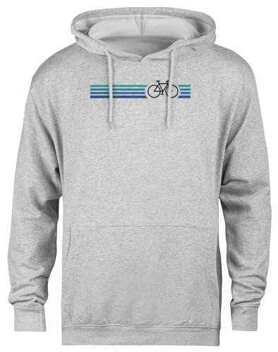 Pull à capuche gris sweat vélo rétro bleu sans sexe coupe droite