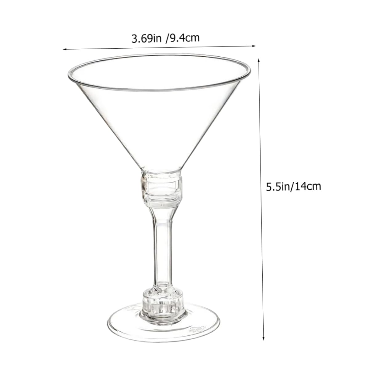 Kichvoe 10pcs Clear Plastic Martini Cups Shatterproof Goblets for Parties Elegant Drinking Glasses for Cocktails Desserts and Celebrations