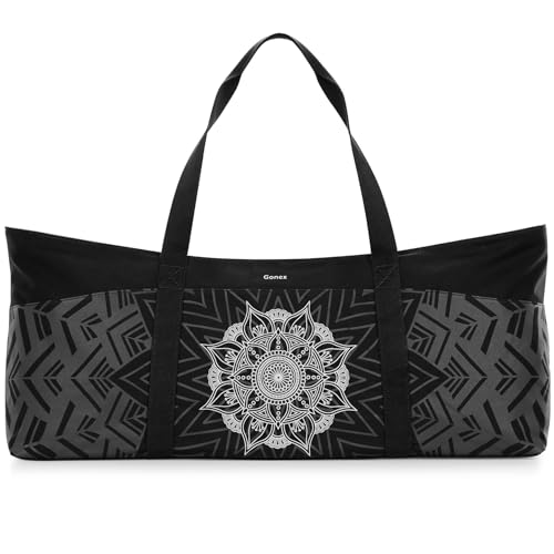 Gonex Yogatasche, Extra Große Canvas Sporttasche mit Wasserdichtem Fach & Metallreißverschluss, Für Matte & Blöcke, Stylische Tragetasche für Damen, Ideal für Yoga, Pilates, Reisen, Schwarz Gonex Yogatasche, Extra Große Canvas Sporttasche mit Wasserdichtem Fach & Metallreißverschluss, Für Matte & Blöcke, Stylische Tragetasche für Damen, Ideal für Yoga, Pilates, Reisen, Schwarz