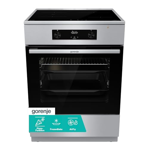 Gorenje GEIT6C60XPG Elektro Standherd mit Induktionskochfeld / 60 cm / 71 Liter/AirFry/Kindersicherung/GentleClose/AquaClean/BridgeZone/PowerBoost/edelstahl