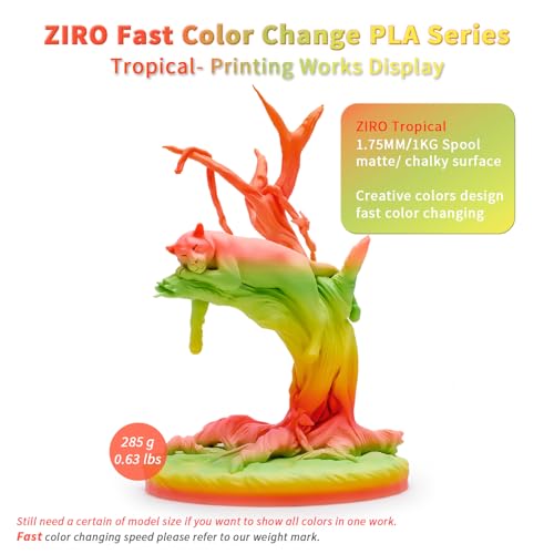 Image of ZIRO 3D Printer Filament, 1.75mm Tropical Matte PLA, 1kg Spool, Fits Most FDM Printers
