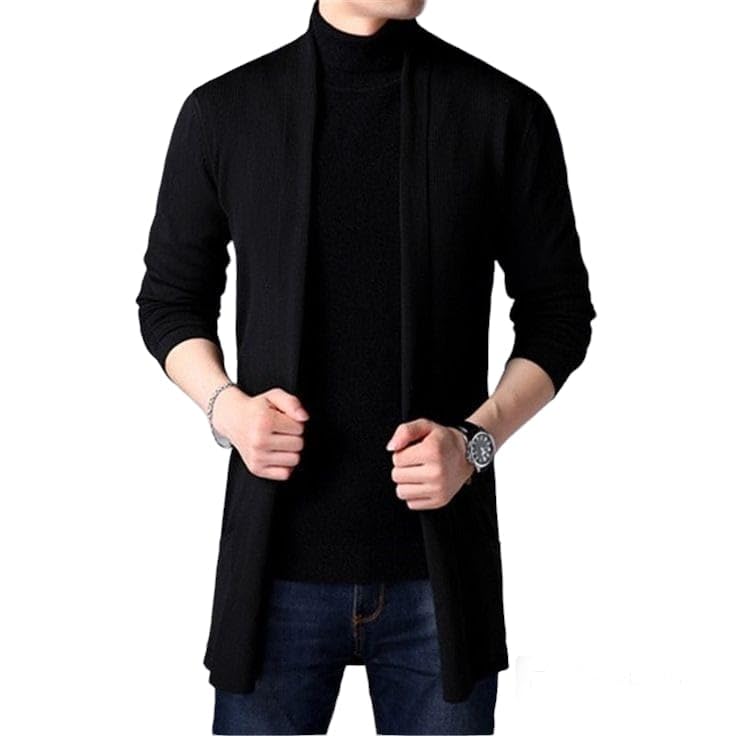 Men's Premium Cotton Blend Cardigan – Shawl Collar Shrug, Lapel Collar, Casual & Warm Winter, Summer Wear