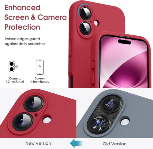 Image of mobistyle Designed for iPhone 16 Plus | Soft Silicone Liquid Protective | Microfiber Lining Phone Back Cover Case for iPhone 16 Plus (Red)