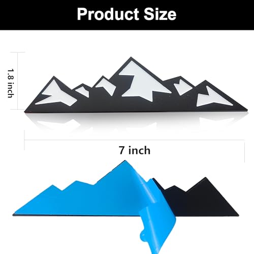 Image of 7 Inch Mountain Graphic Logo Badge Emblem, Snow Mountain Emblem for Car Trunk Tailgate Emblem (Black White)