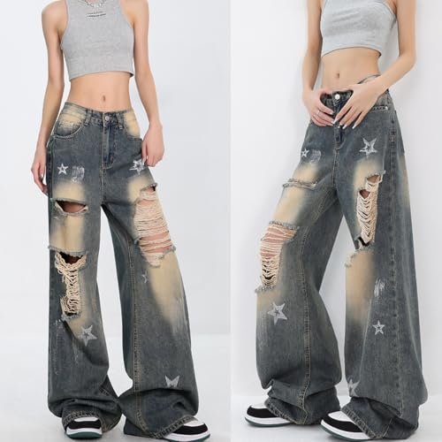 Fashion-Vintage-High-Waisted-Baggy-Wide-Leg-Ripped-Jeans-Y2K-Star-Washed-Casual-Straight-Leg-Denim-Pants 41YsjnI2EHL