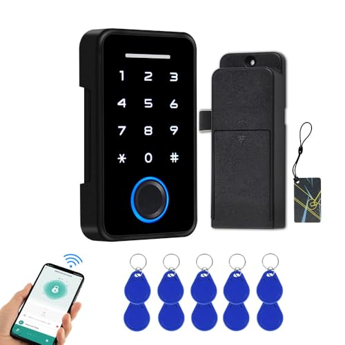 FTes RFKits Tuya Hidden Smart Cabinet Lock, Portable Password Latch Lock, Electronic Fingerprint Safety Kit with RFID Card