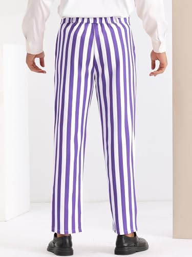 Lars Amadeus Striped Dress Pants for Men's Straight Leg Color Block Business Trousers3