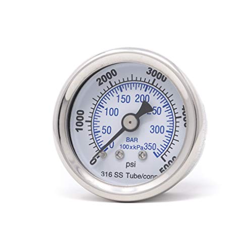 PIC Gauges 302D-158R Center Back Mount Dry Pressure Gauge w/ SS Case/Internals/Bezel, PC Lens, 1.5