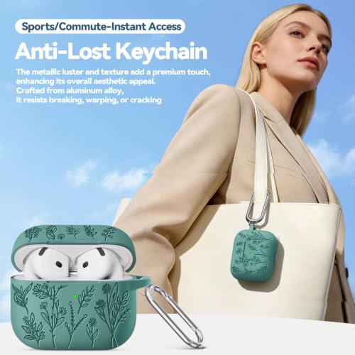 Image of for Airpods 4 Case, Ekoonpft Flower Engraved Soft Silicone Case Cover