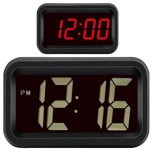 Timegyro Batteriebetriebene Digitaluhr, kleine schnurlose Schreibtischuhr, batteriebetrieben, nur Dual-Modus-LED/LCD-Display, Regal-Uhr (schwarz) Cover