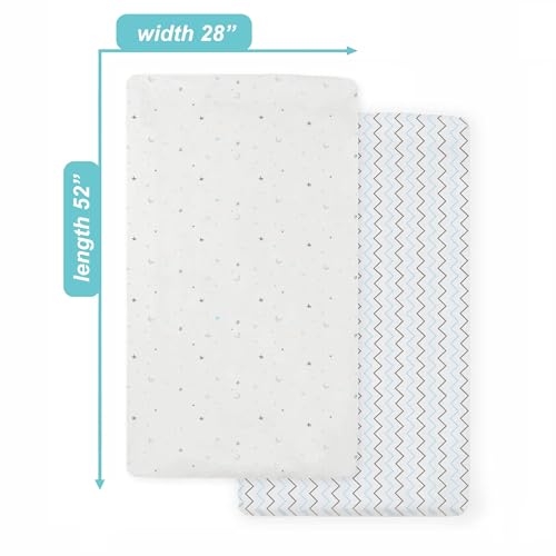 Image of American Baby Company 2 Pack Fitted Crib Sheets 52x28 inch, Blue Stars /Zigzag | 100% Natural Cotton Crib and Toddler Bed Sheets, Soft, Breathable & Hypoallergenic, Gentle on Skin, Neutral for Boys & Girls