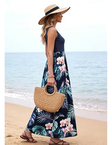 Image of Bluetime Women's Summer Boho Sleeveless Floral Print Tank Long Maxi Dress (S-3XL)