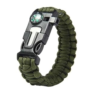 PROTOS INDIA.NET ™ Survival Bracelet Wrist Strap Flint Fire Starter for Camping Hiking Multi Function Paracraft Outdoor…