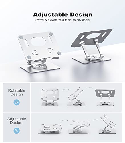 Joiot Tablet Stand, Swivel Tablet Stand With 360 Rotating Base, Adjustable Tablet Holder For Drawing, Compatible With Ipad Pro/Air/Mini And More (Silver) #TOP2