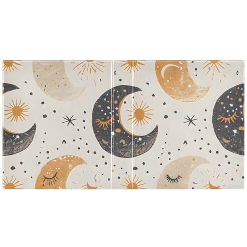 Image of 3 Ring Binder Boho Moon Phases Beige White 1.5 inch Binders Three Ring Binders with Clipboard Fit 8.5'' x 11'' Paper 3 Interior PVC Clear Pockets for Office Supplies