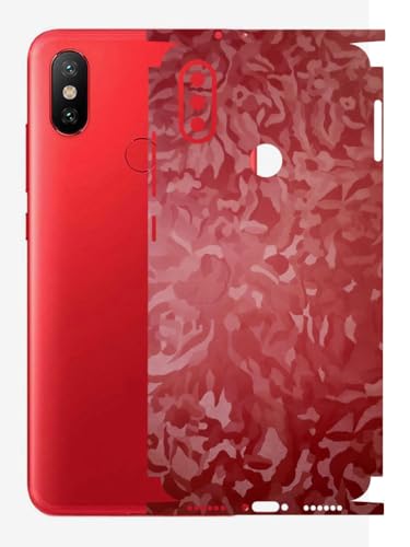 Image of AtOdds - Full Body Back Screen Guard Protector Film - 3D Textured Lamination Wrap Skin Sticker Compatible with Xiaomi Mi A2 | Scratchproof Matte Finish (Design - Red Camo)