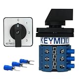 KEYMOO 20A Rotary Changeover Switch, 5-Way 3NO 3NC 660V 6 Position 3 Phase 12 Terminals, Universal Selector Switch with Blue Fork Terminals, SZW26-20/0-5.3