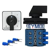 20A Rotary Changeover Switch, 5-Way 3NO 3NC 660V 6 Position 3 Phase 12 Terminals, Universal Selector Switch with Blue Fork Terminals, SZW26-20/0-5.3