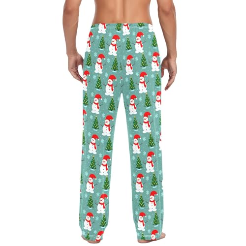 Christmas Snowman Men's Pajamas Pants Cotton Sleep Bottoms Pants Lounge Sleepwear - S3